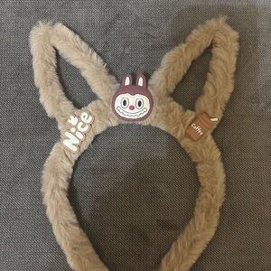 Labubu Brown Furry Bunny Ear Headband